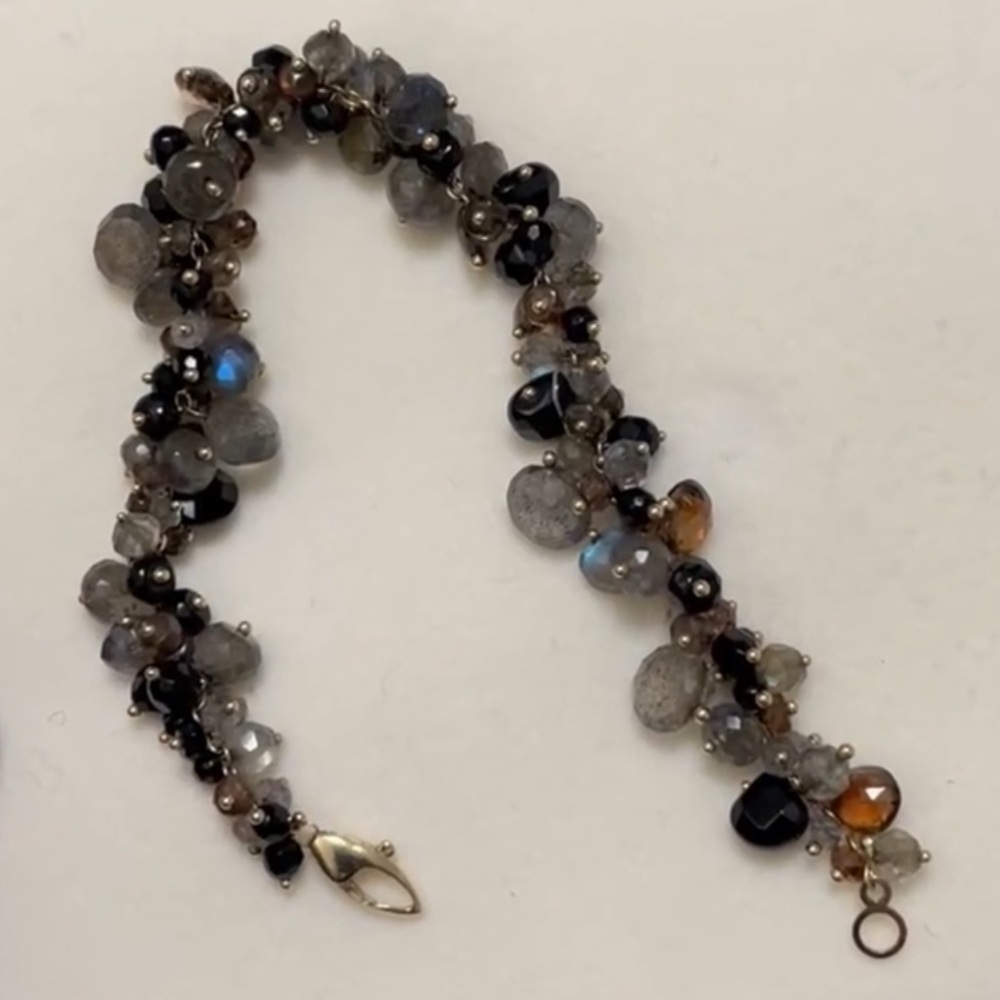 14k mulit stone bracelet- labradorite, andalusite & onyx - handmade - Picture 3 of 10